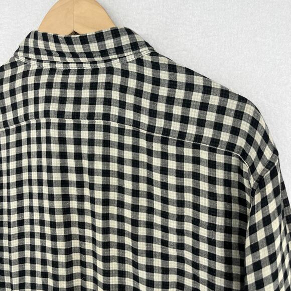 THEORY Shirt Mens XL Cotton Wool Gauze Gingham Check Button Up Double Face Black - Picture 7 of 16